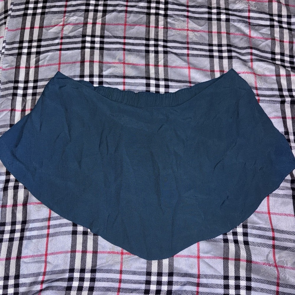 Free People Teal Blue Tiered Mini Skirt Ruffle Asymmetrical High Low Boho S